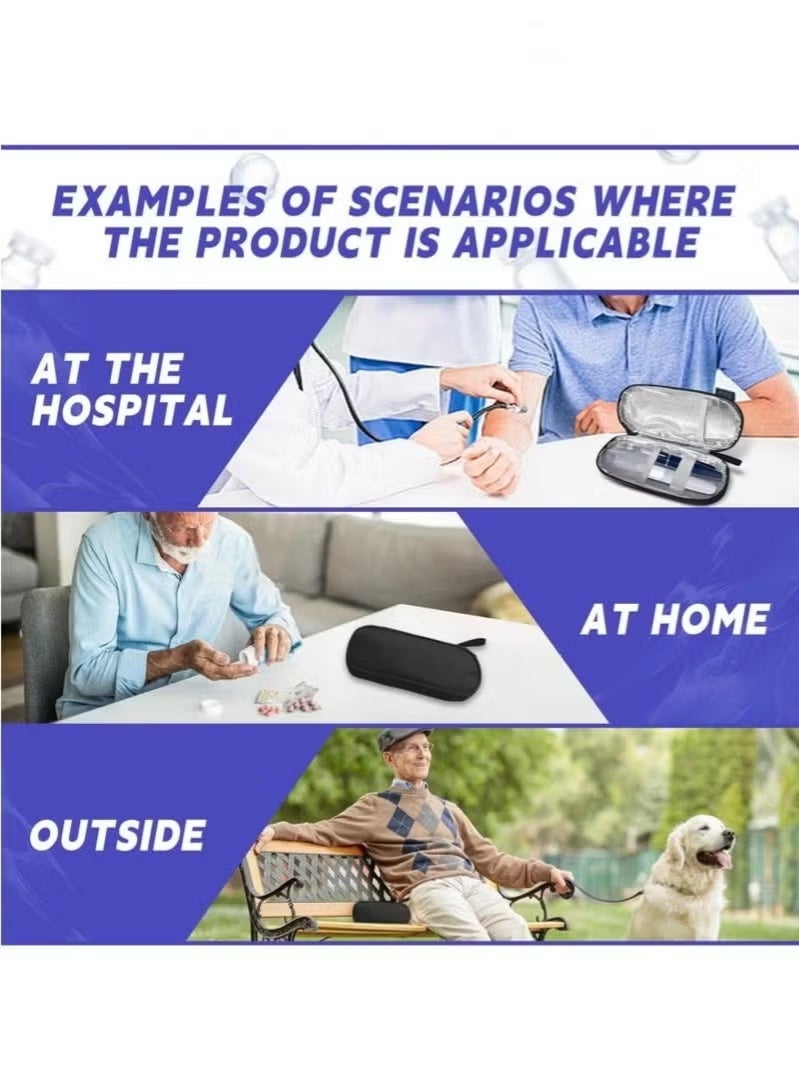 حقيبة سفر محمولة لتبريد الأنسولين، مزودة بحجرة تبريد معزولة، صغيرة الحجم وخفيفة الوزن، مع أكياس ثلج قابلة لإعادة الاستخدام، مصممة خصيصًا للسفر الطبي، مجموعة واحدة - Image 4